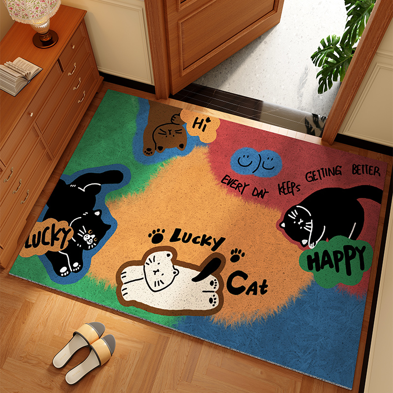 美式复古动物入户门地垫耐脏防滑进门脚垫玄关门口地毯加厚丝圈