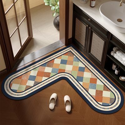 美式科技绒浴室L型地垫吸水防滑