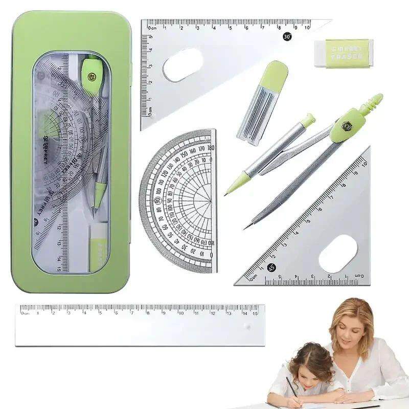 Protractor And Compass Set Student Geometry Math Set Draftin