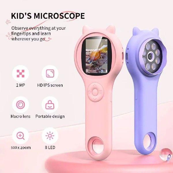 Microscope for Kids 2-inch IPS Screen Magnifying Glass with