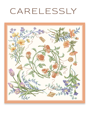 CARELESSLY 小意达的花 原创桑蚕真丝大方巾围巾高端百搭披肩秋冬