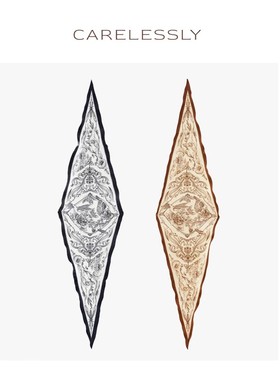 CARELESSLY 莺歌燕舞 桑蚕真丝长丝巾菱形巾包绑带领巾发带头巾女