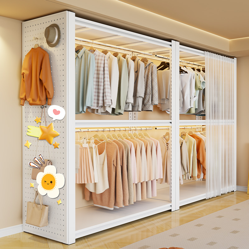 货架衣柜卧室收纳柜简易组装落地开 放式衣帽架出租房衣帽间置物