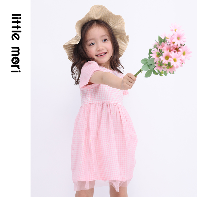 little mori小森林女童连衣裙夏2022新款儿童绣花公主裙洋气裙子