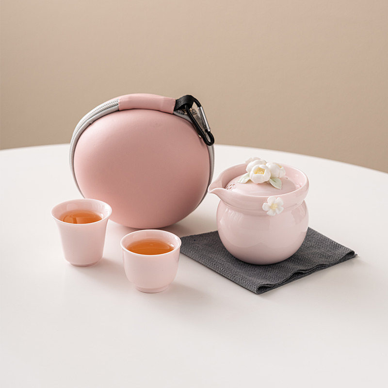 旅行茶具套组户外可携式露营收纳包功夫茶具陶瓷快客杯一壶二杯女