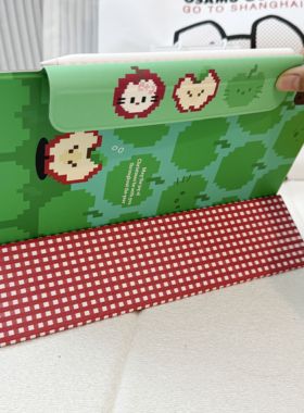 保护壳圣诞可爱KT正反格纹苹果可爱3+Y型y折双面夹磁吸搭扣iPadPro11寸air4/5笔槽硬壳可拆分平板保护套