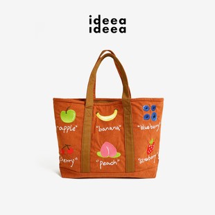 16.7万针刺绣 ideea点子点子 「Good ideea ideea」灯芯绒托特包