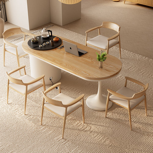 原木风实木茶桌椅组合客厅家用