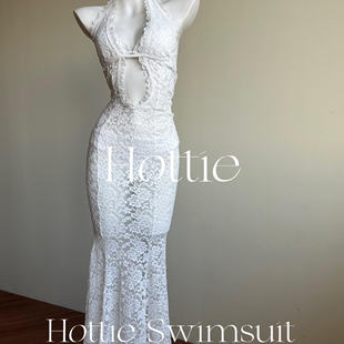 纯欲蕾丝挂脖bikini三件套海边度假风性感包臀鱼尾女 蕾丝夏韵