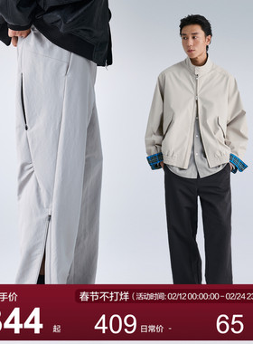 MOSEALAND 捏褶伞兵裤男秋季户外多口袋长裤脚口拉链透气休闲裤潮