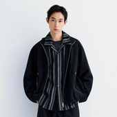 MOSEALAND春季 亚麻莱赛尔尼龙混纺夹克休闲风纯色立领外套 新款