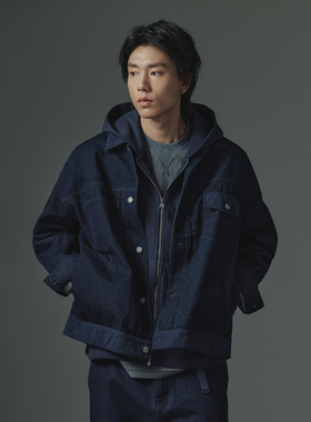 MOSEALAND 12盎司经典日系牛仔外套男春季多口袋复古质感休闲外套