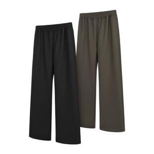 DESERTO 天丝羊毛混纺肌理感空气层抽绳通勤垂感直筒休闲裤西裤男