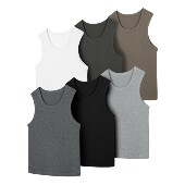 DESERTO 天丝棉混纺凉感全螺纹坑条弹力抗变形Slim合身运动背心男