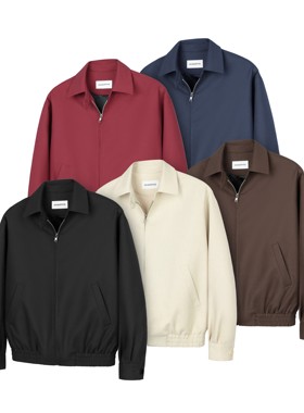 DESERTO 45%亚麻混纺扣领哈灵顿基础Boxy口粮通勤休闲夹克外套男