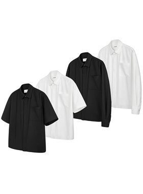 DESERTO 抗皱TR混纺解构基础天然贝母扣翻领纽扣短袖衬衫长袖衬衫