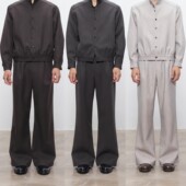 休闲裤 DESERTO 条纹仿羊毛质感精纺微阔A字双褶挺括立体通勤西裤