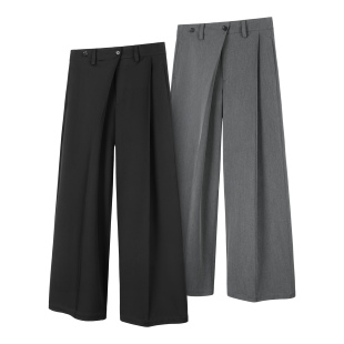 DESERTO 510G TR混纺立体合页可调节型态压褶A字垂感休闲西裤男