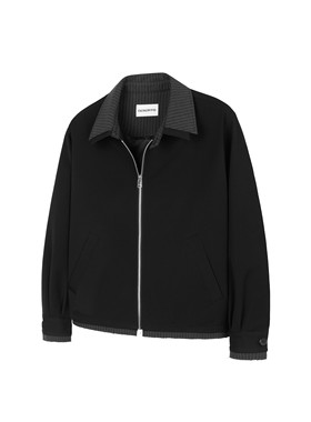 DESERTO TR混纺条纹拼接假两件毛边Cleanfit高知极简夹克外套男