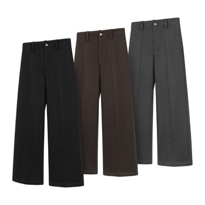 DESERTO 羊毛桑蚕丝混纺肌理感A字型休闲通勤毛呢西裤宽松长裤男