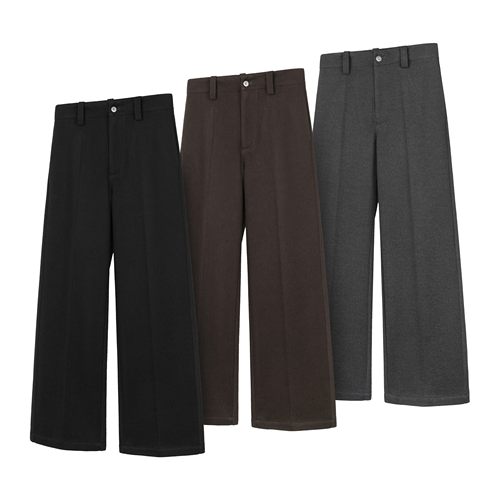 DESERTO 羊毛桑蚕丝混纺肌理感A字型休闲通勤毛呢西裤宽松长裤男