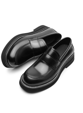 DESERTO 头层牛皮亮面小羊皮内里通勤增高舒适休闲乐福鞋皮鞋男女