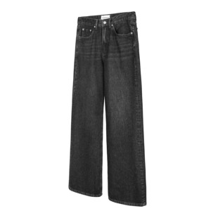 男 休闲长裤 DESERTO 做旧黑色水洗猫须2021M复古A字微喇宽松牛仔裤