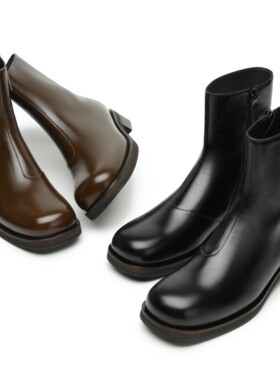 DESERTO 头层马油牛皮复古方头高帮切尔西靴内里小羊皮皮鞋靴子男