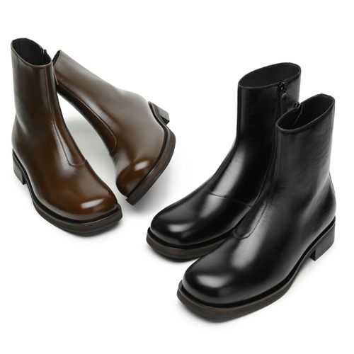 DESERTO 头层马油牛皮复古方头高帮切尔西靴内里小羊皮皮鞋靴子男