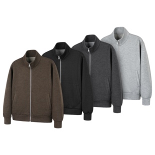 DESERTO 羊毛混纺470G包芯花纱毛圈正肩立领卫衣外套通勤遛弯套装