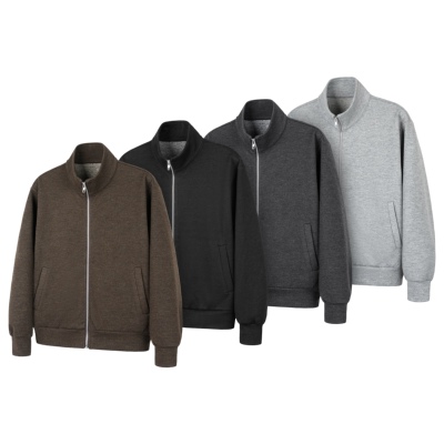 DESERTO 羊毛混纺470G包芯花纱毛圈正肩立领卫衣外套通勤遛弯套装