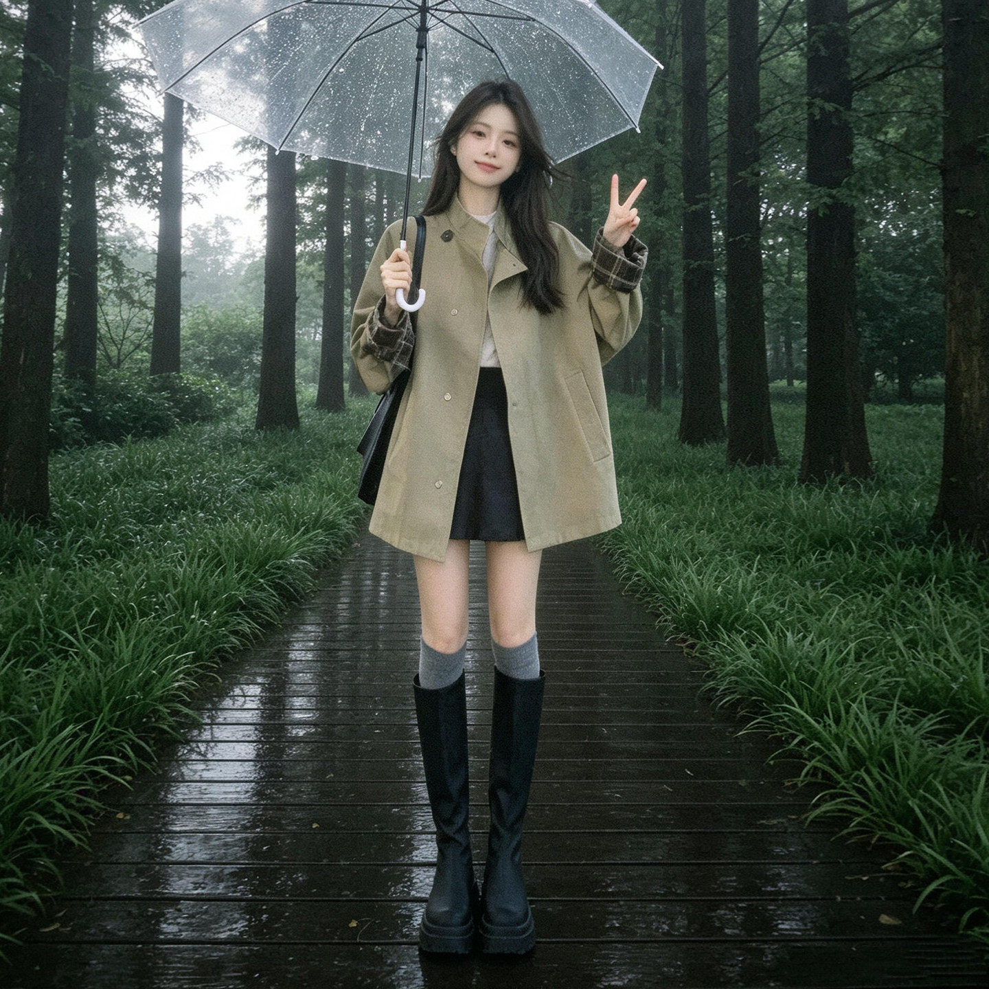 韩系松弛感高级感格子拼接外套早秋季新款休闲百搭气质短款大衣女