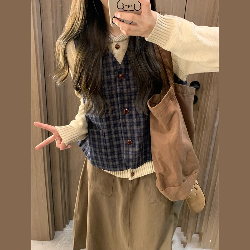 针织毛衣套装连衣裙子女秋冬季2026新款小个子香风韩系穿搭高级感