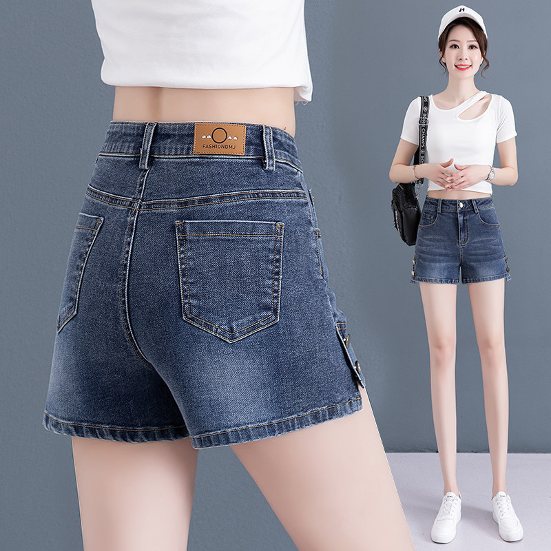 新款蓝色牛仔裤短裤女2026夏季薄款高腰显高宽松a字版三分阔腿裤