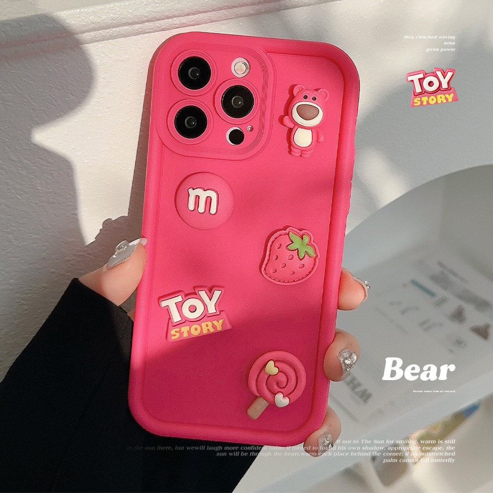立体草莓小熊苹果13手机壳iphone15代发16适用14promax卡通12硅胶