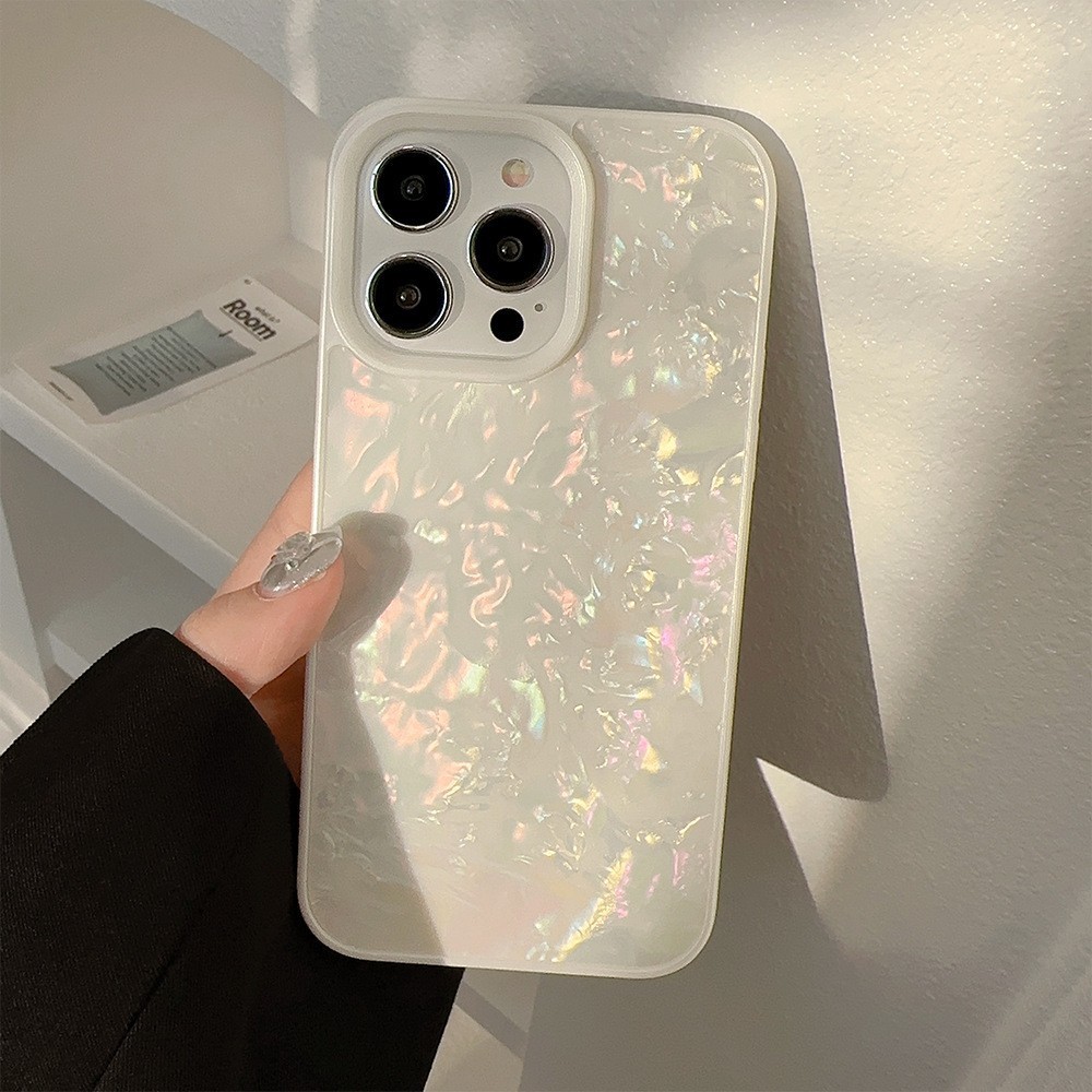 白色贝母纹理iphone16苹果15手机壳11高级感12适用14promax梦幻硬