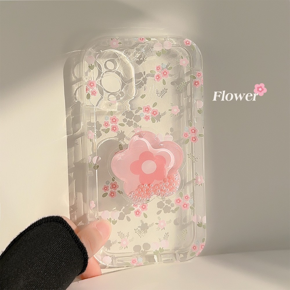 粉碎花流沙支架14promax苹果手机壳13透明iphone15适用11多巴胺16