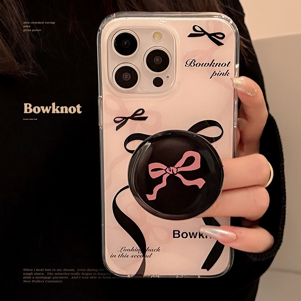 双层甜酷蝴蝶结支架手机壳16适用14苹果15promax软iphone13代发11