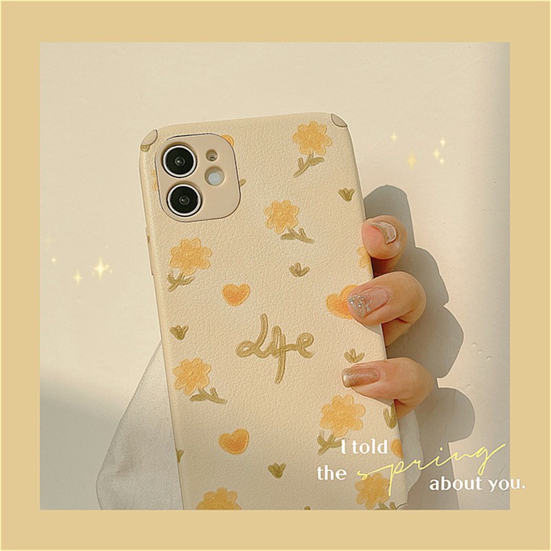 韩风ins油画花朵8p苹果11手机壳iphone13皮质12pro保护套Xs适用14