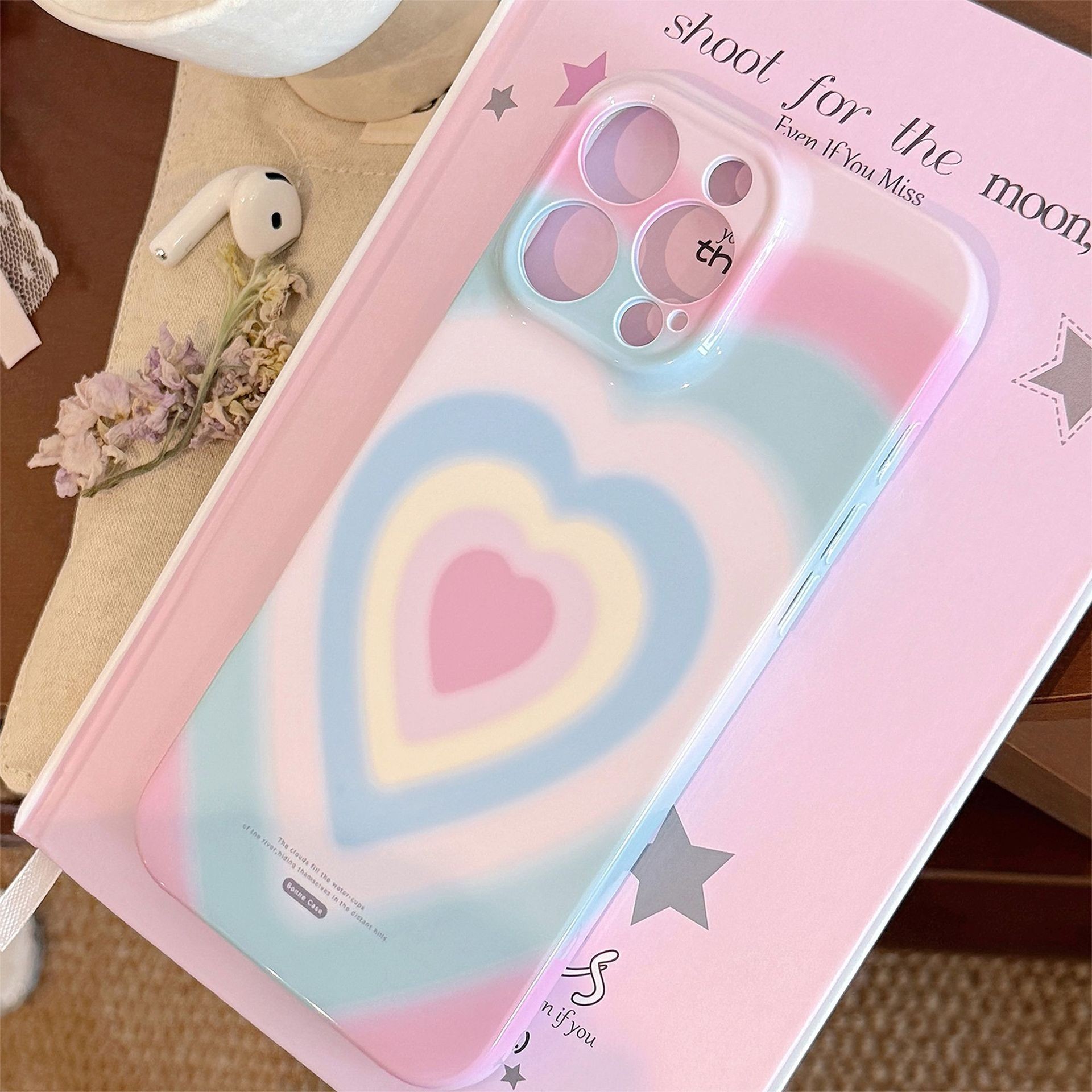 少女渐变爱心适用iphone16手机壳苹果14promax菲林软13全包15韩系