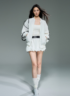 Tu why“轻量户外”运动休闲松弛感棒球服工装外套花苞短裙
