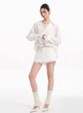 TUWHY复古蕾丝假两件衬衫/衬衫裙裤