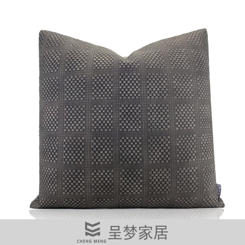 酒店样板间灰色抱枕皮革