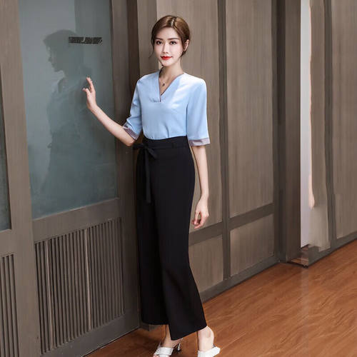 理微技师服秋款美容师工作服美容院气质套装足浴店2023新款足疗红