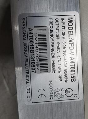 精驱变频器VFD-V   A4T0015B 1.5kw 38