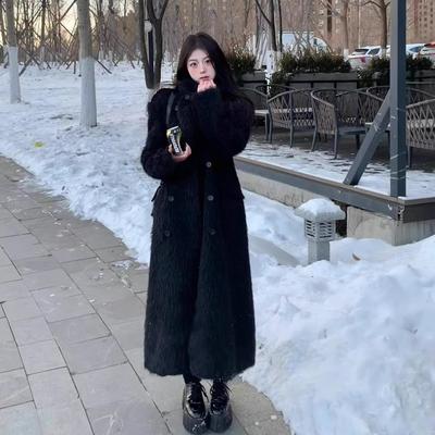 绒绒毛呢立领大衣女秋冬