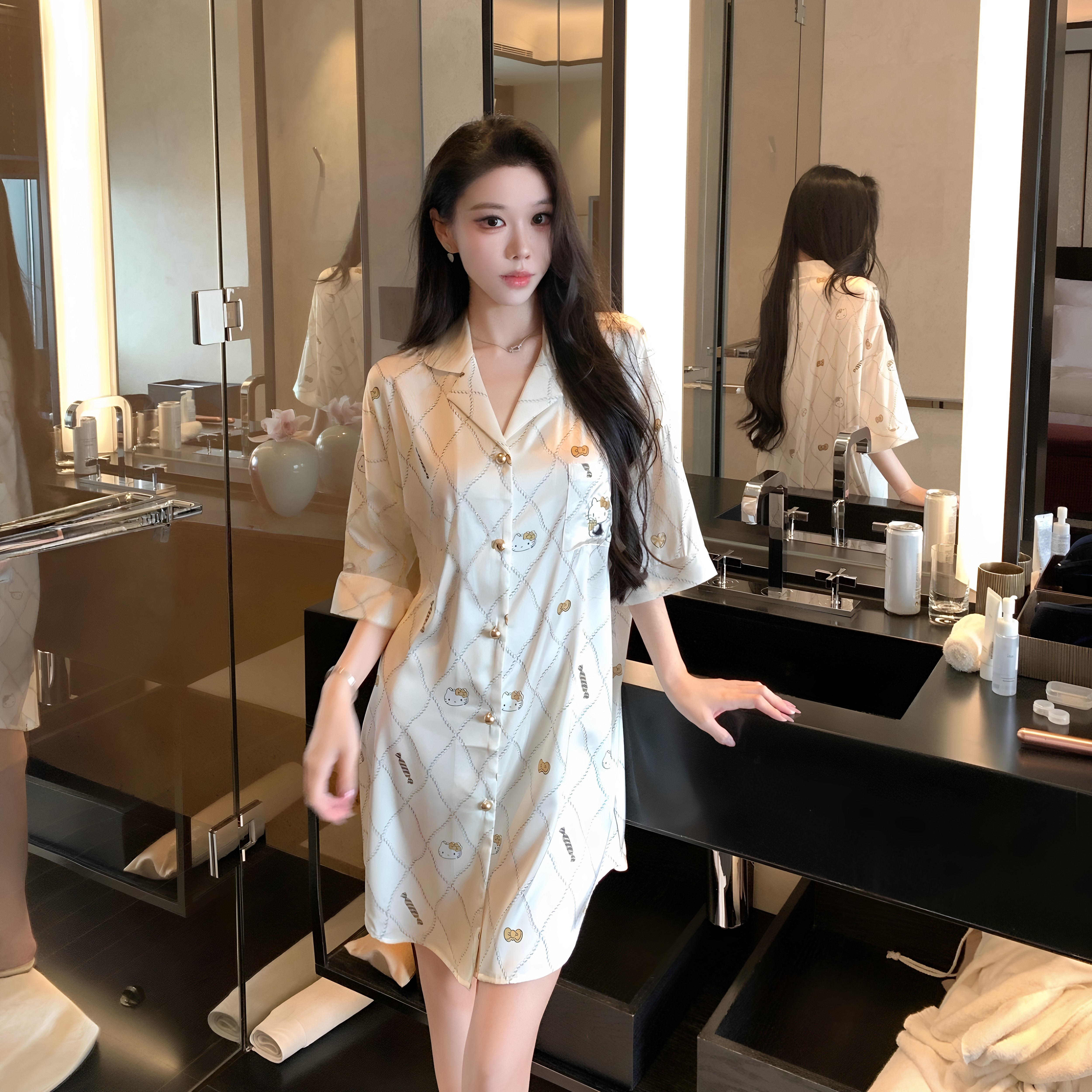 法式轻奢小猫睡衣礼盒送女友礼物