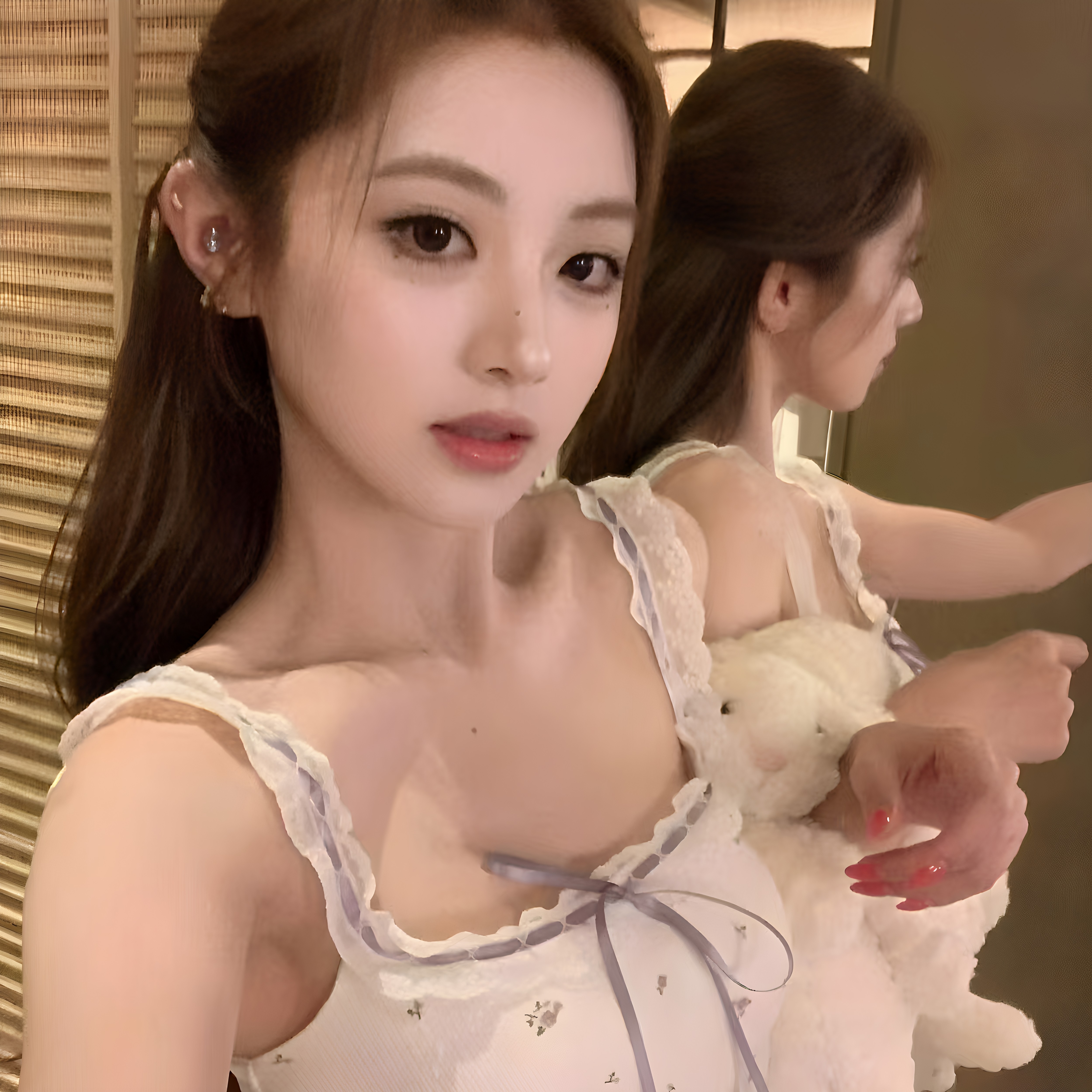 纯棉碎花吊带胸垫睡衣套装女