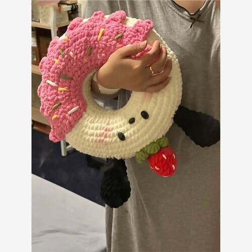 新手初学手工钩针diy材料包粗毛线编织可爱甜甜圈抱枕送女友礼物