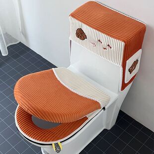 马桶三件套家用四季套装通用防水坐垫加厚拉链毛绒两件套套圈垫圈